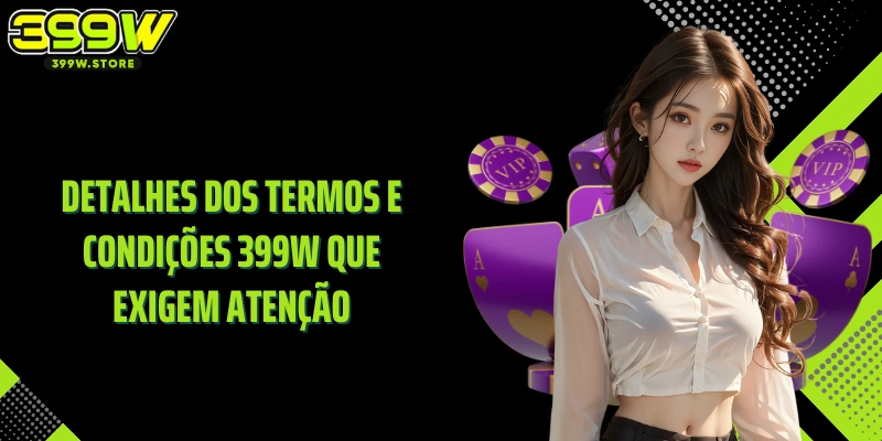 Detalhes dos Termos e Condições 399W que exigem atenção